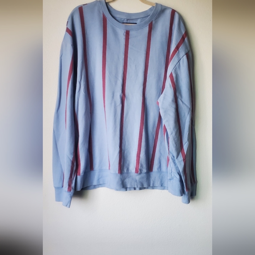 Mens Original Use Light Blue Shirt with Red Stripe